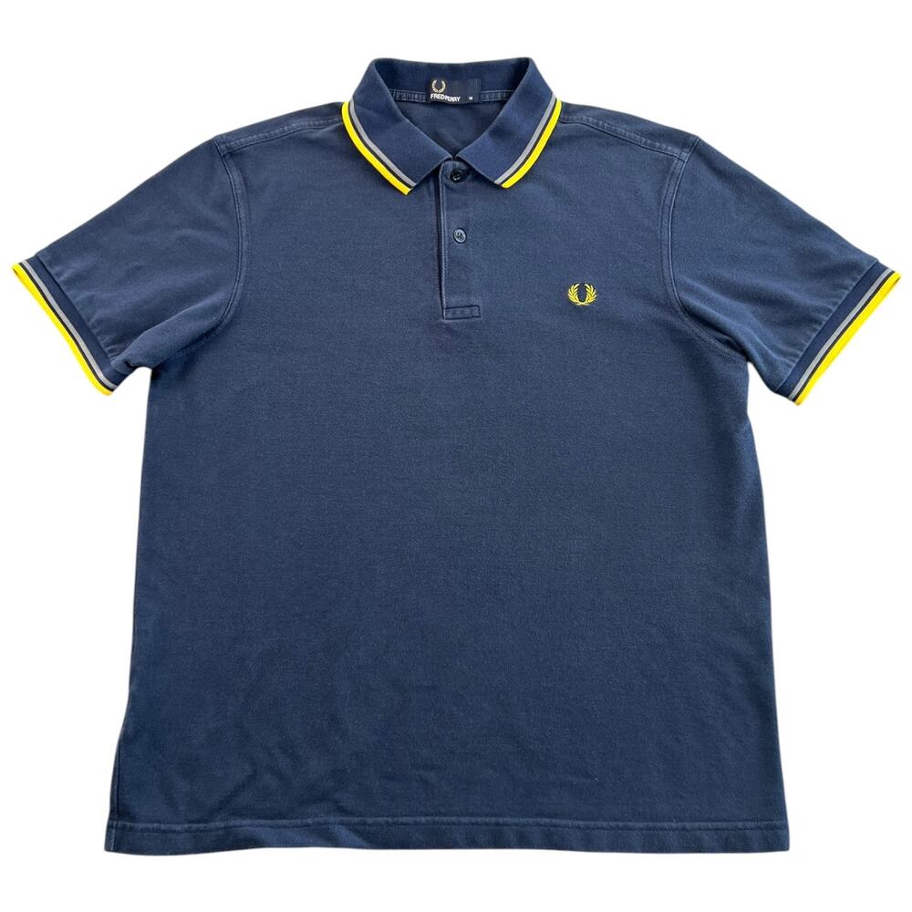 Fred Perry M1200 Twin Tipped Pique Polo Navy Yellow Men’s S